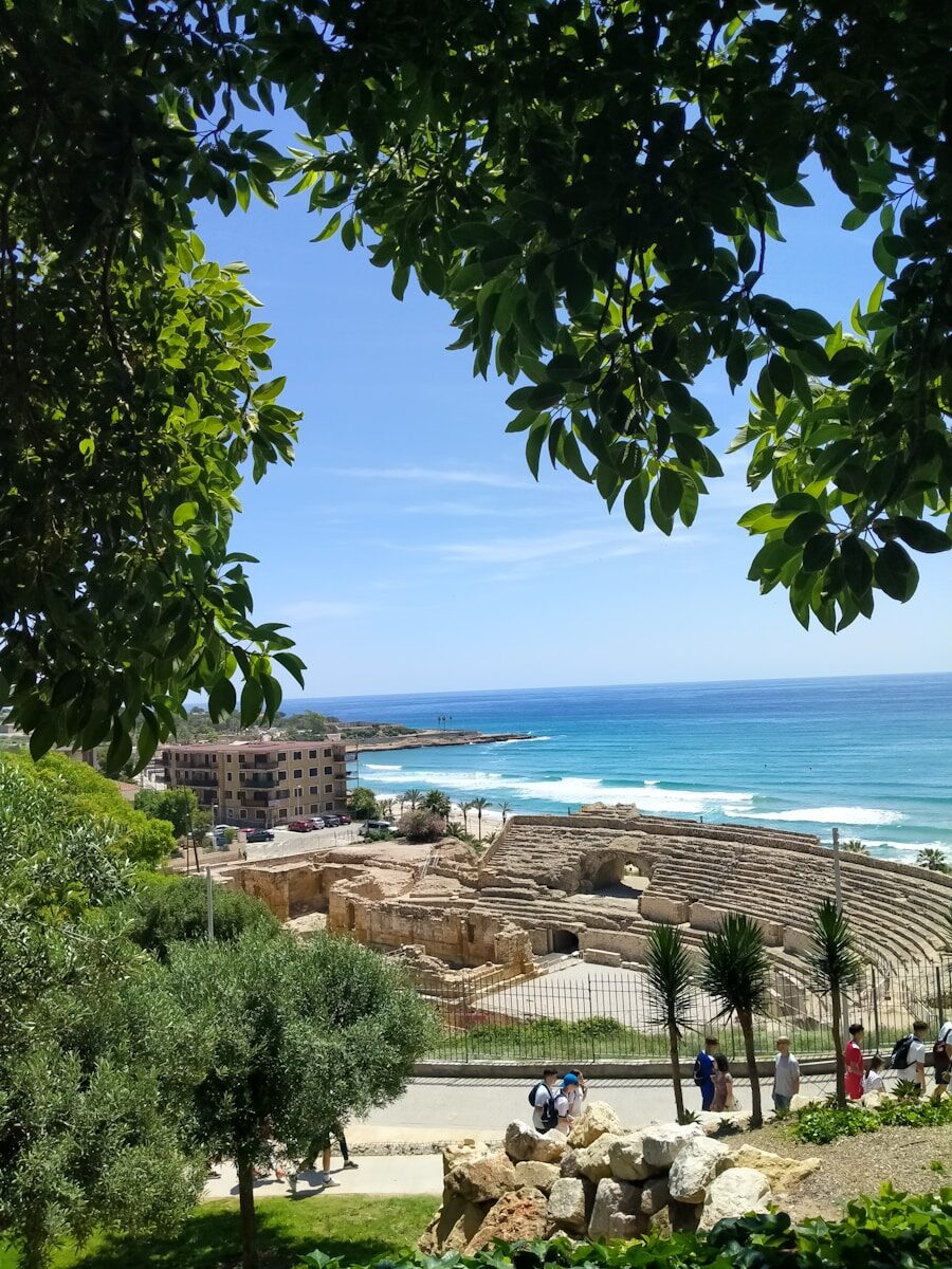 Une vue d’une plage depuis une colline